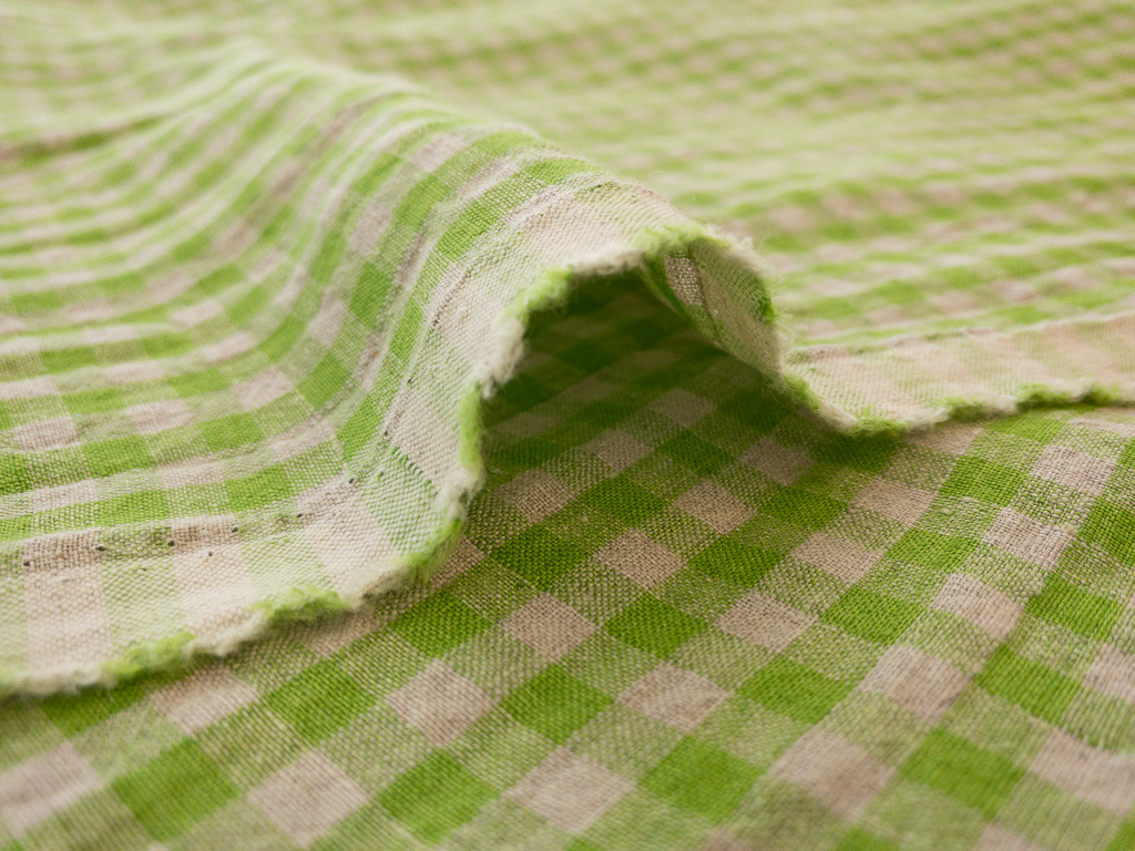 Lime Green Gingham Oilcloth Fabric