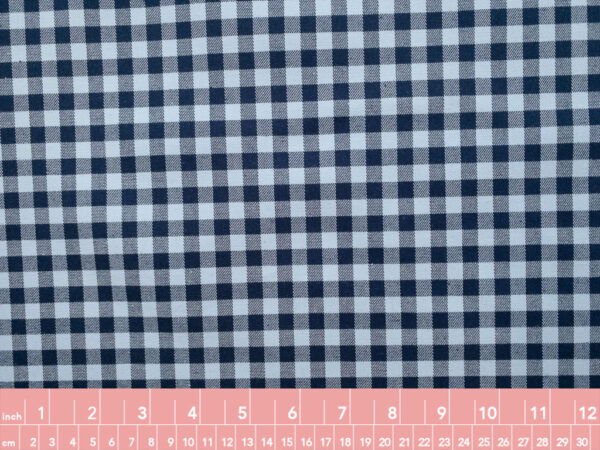 European Designer Deadstock - Cotton Stretch Twill - Gingham - Navy/Sky