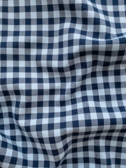 European Designer Deadstock - Cotton Stretch Twill - Gingham - Navy/Sky