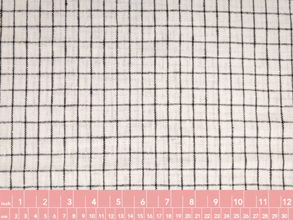 Designer Deadstock - Yarn Dyed Linen - Windowpane - Black/White