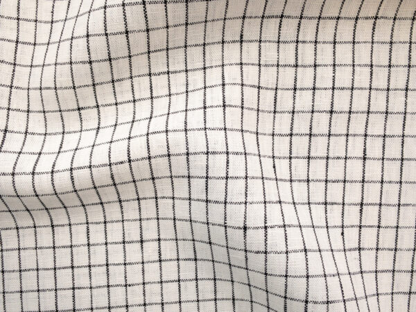 Designer Deadstock - Yarn Dyed Linen - Windowpane - Black/White