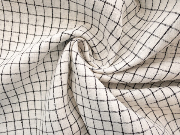 Designer Deadstock - Yarn Dyed Linen - Windowpane - Black/White