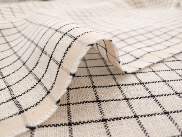 Designer Deadstock - Yarn Dyed Linen - Windowpane - Black/White