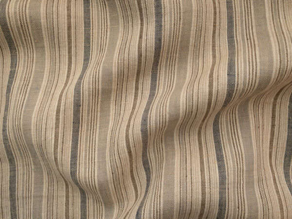 Designer Deadstock - Yarn Dyed Linen - Natural/Brown Stripe