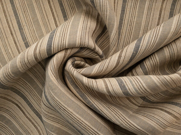 Designer Deadstock - Yarn Dyed Linen - Natural/Brown Stripe