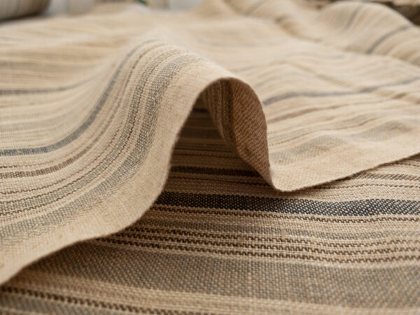 Designer Deadstock - Yarn Dyed Linen - Natural/Brown Stripe