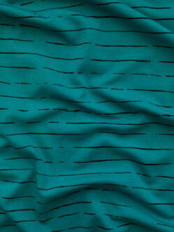 Rayon/Spandex Jersey Knit – Dashes – Teal/Black