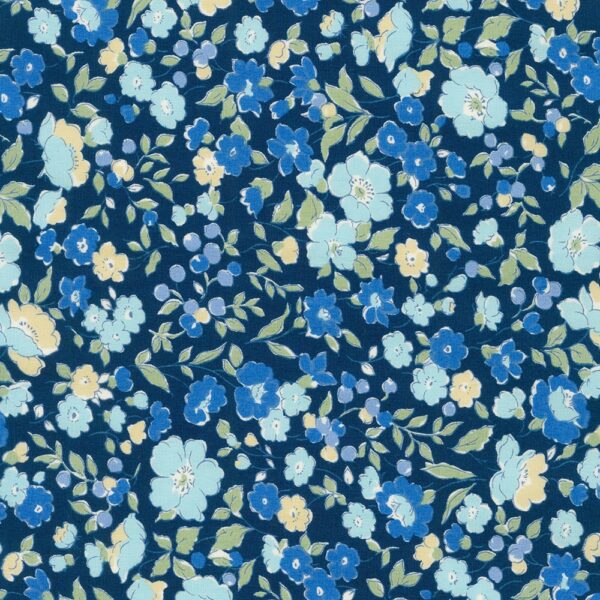 Petite Garden Blues – Cotton Poplin Floral – Blue