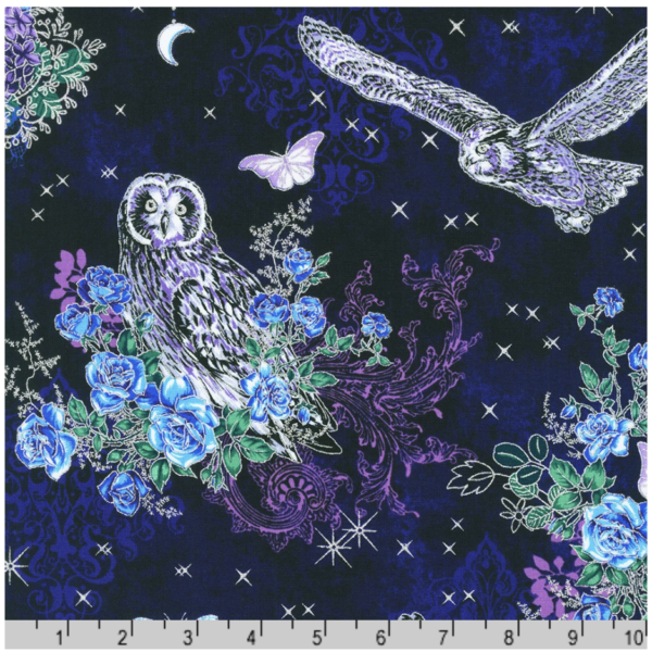 Quilting Cotton – Mystic Moon - Owls - Night