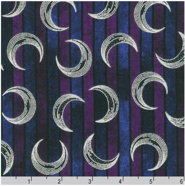 Quilting Cotton – Mystic Moon - Crescent Moons - Midnight Purple