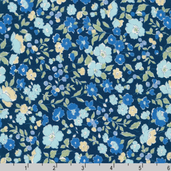 Petite Garden Blues – Cotton Poplin Floral – Blue