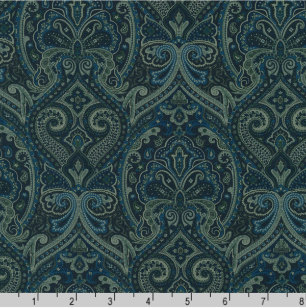 Vintage Fleur – Cotton Poplin Damask – Navy