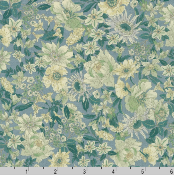 Vintage Fleur – Cotton Poplin Floral – Gray