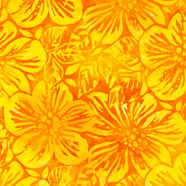 Artisan Cotton Batik - Floral Fantasy - Hibiscus - Marigold