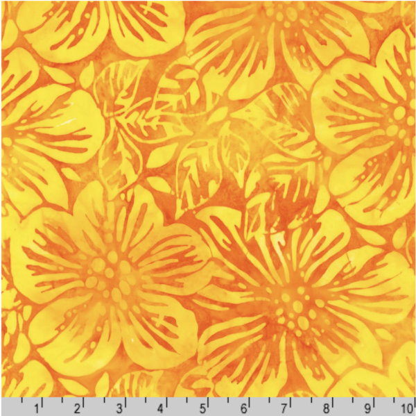 Artisan Cotton Batik - Floral Fantasy - Hibiscus - Marigold