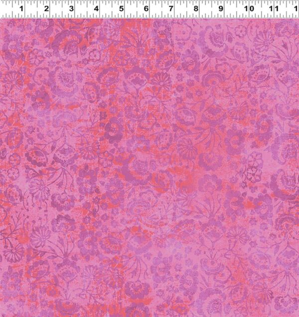 Quilting Cotton - Zen - Jacobean Tonal - Raspberry