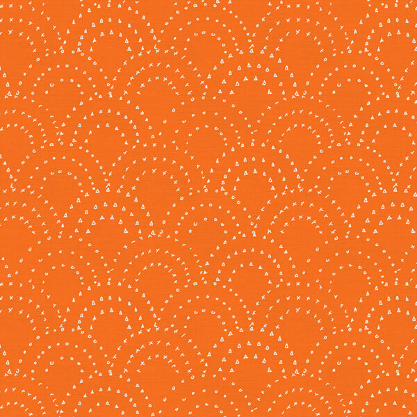 Quilting Cotton - Stamped Clamshell - Orange