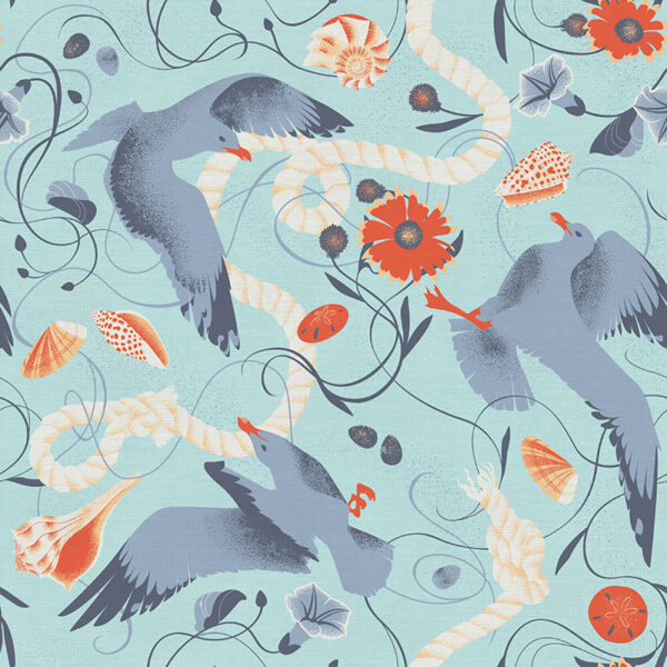 Quilting Cotton - Mother Gull - Blue/Grey