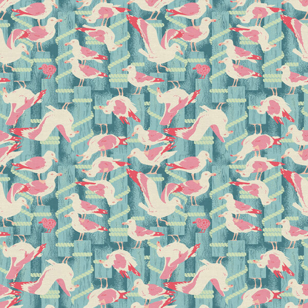 Quilting Cotton - Seagulls - Green