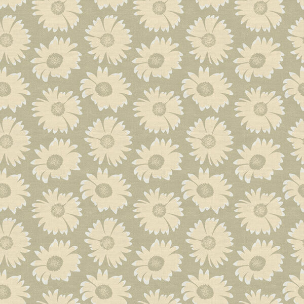 Quilting Cotton - Daisy Flowers - Taupe