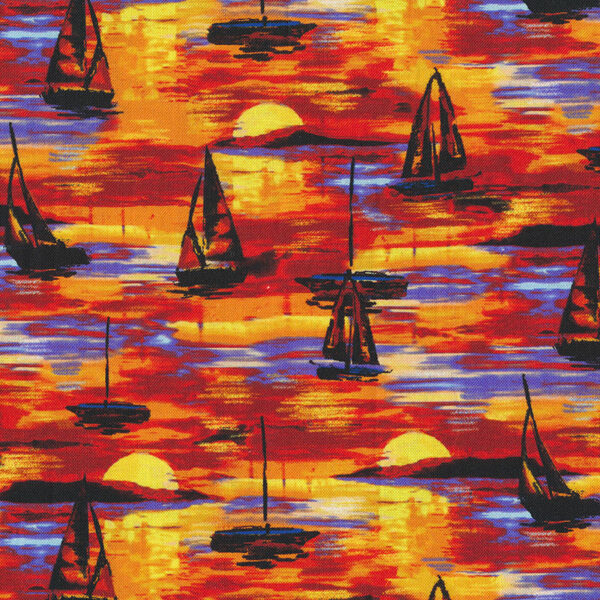 Quilting Cotton - Sailboats at Sunset