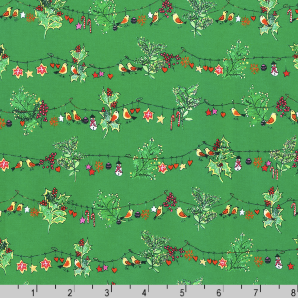 Quilting Cotton – Yuletide Bouquet - Ornaments - Green