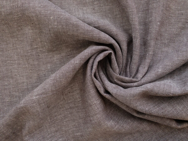 European Designer Deadstock – Yarn Dyed Linen/Cotton Twill – Mocha Chambray