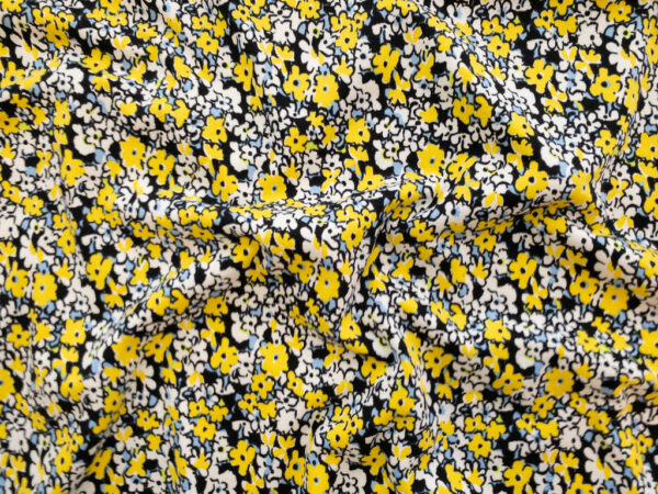 European Designer Deadstock - Cotton/Spandex Jersey - Wild Flowers - Yellow