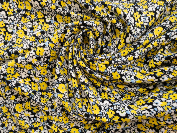 European Designer Deadstock - Cotton/Spandex Jersey - Wild Flowers - Yellow