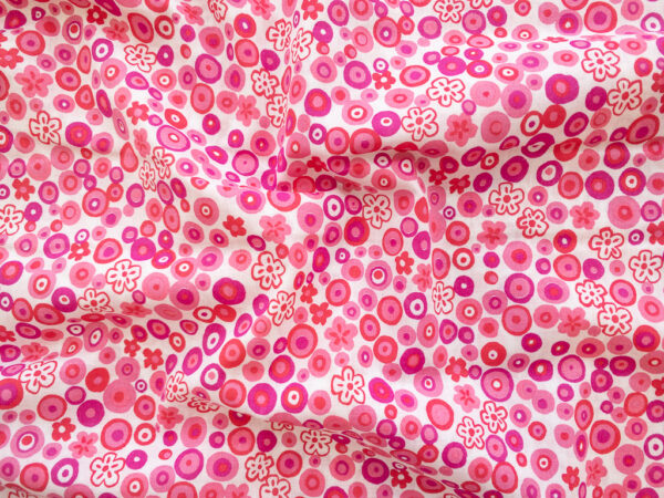 European Designer Deadstock – Cotton Lawn – Dots and Daisies - Pink