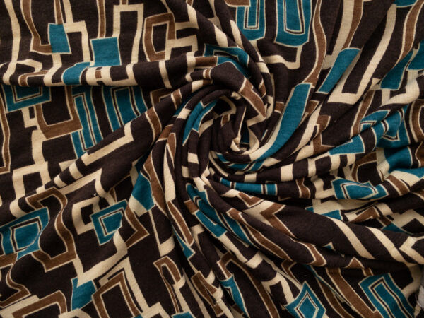 European Designer Deadstock - Viscose/Polyester Blend Jersey - Geometric Rectangles