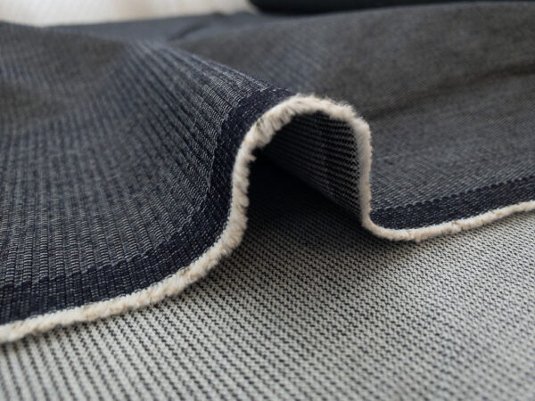 European Designer Deadstock - Textured Cotton/Spandex Stretch Denim - Dark Wash