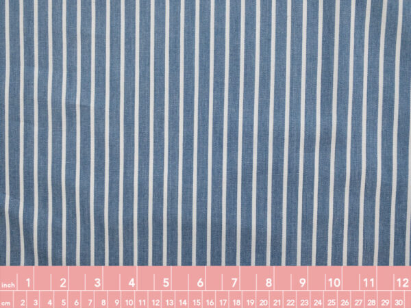 European Designer Deadstock – Cotton Chambray Stripe – Denim