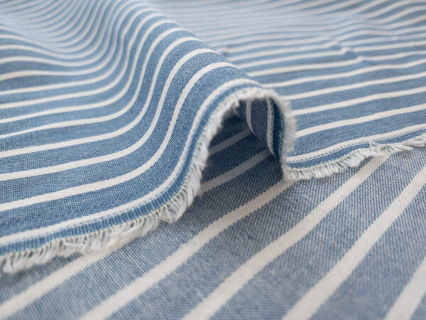 European Designer Deadstock – Cotton Chambray Stripe – Denim