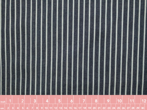 European Designer Deadstock – Cotton Chambray Stripe – Indigo