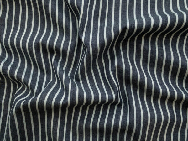 European Designer Deadstock – Cotton Chambray Stripe – Indigo