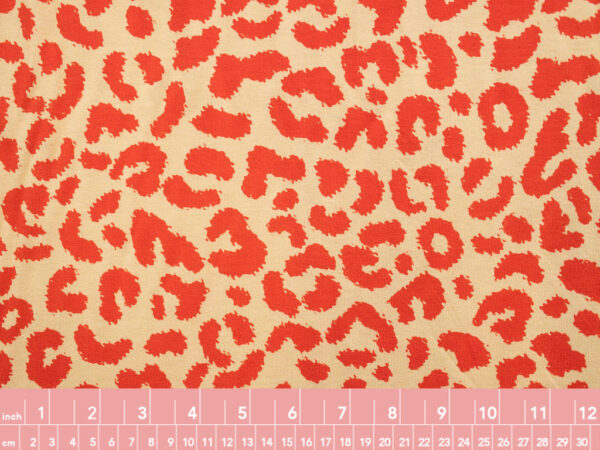 European Designer Deadstock – Viscose/Spandex Jersey – Leopard - Coral/Yellow