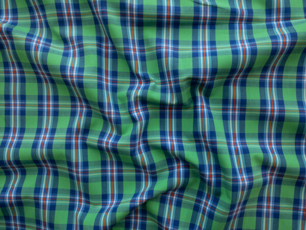 European Designer Deadstock - Yarn Dyed Cotton Shirting - Blue/Green Plaid