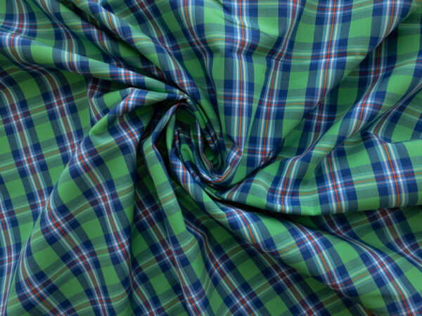 European Designer Deadstock - Yarn Dyed Cotton Shirting - Blue/Green Plaid