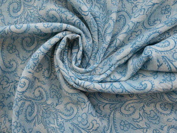 Designer Deadstock – Cotton Crinkle Gauze – Paisley - Blue