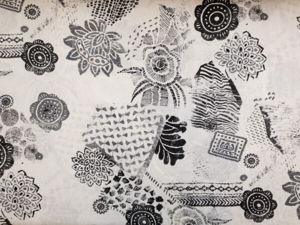 Designer Deadstock – Printed Cotton/Linen – Eclectic Sketch - Black/White