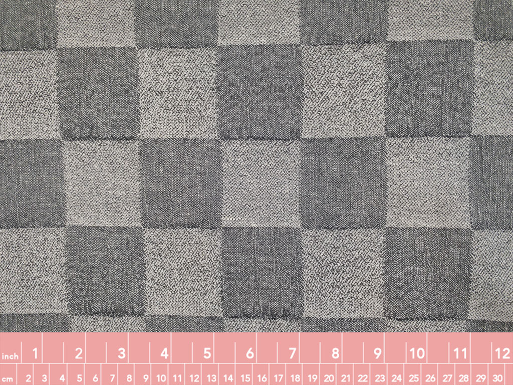 Designer Deadstock - Cotton/Linen Jacquard – Checkerboard - Gray Mist -  Stonemountain & Daughter Fabrics