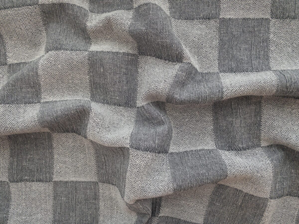 Designer Deadstock - Cotton/Linen Jacquard – Checkerboard - Gray Mist