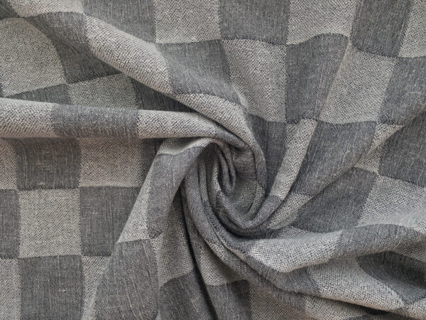 Designer Deadstock - Cotton/Linen Jacquard – Checkerboard - Gray Mist