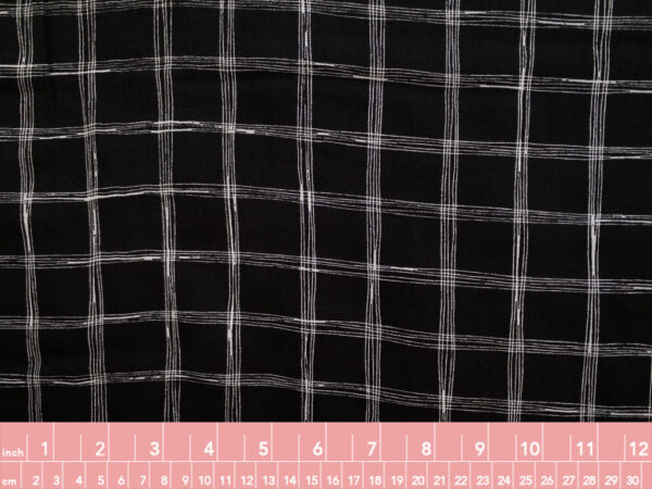 Designer Deadstock – Rayon Lawn – Windowpane - Black