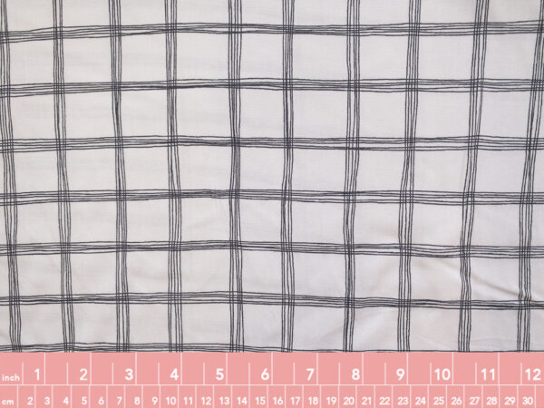 Designer Deadstock – Rayon Lawn – Windowpane - White