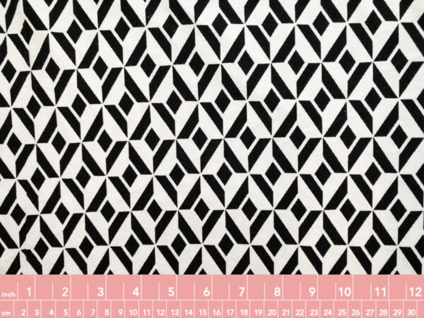 European Designer Deadstock – Viscose/Spandex Jersey – Geometric Tiles - Black/White