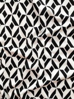 European Designer Deadstock – Viscose/Spandex Jersey – Geometric Tiles - Black/White