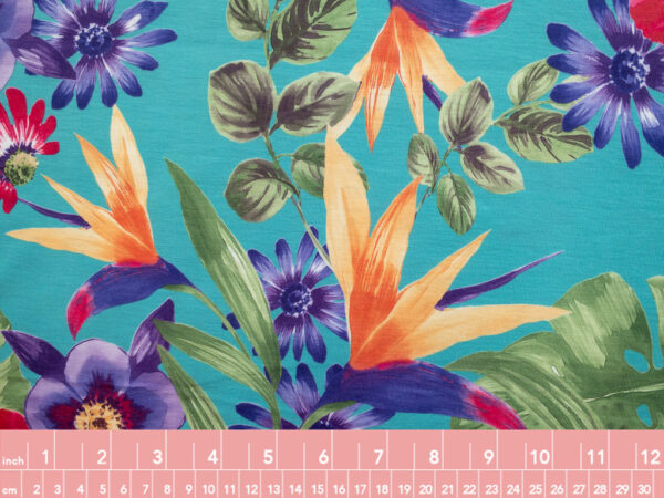 European Designer Deadstock – Viscose/Polyester/Spandex Jersey – Tropical Floral