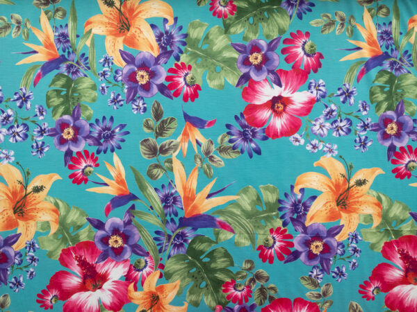 European Designer Deadstock – Viscose/Polyester/Spandex Jersey – Tropical Floral